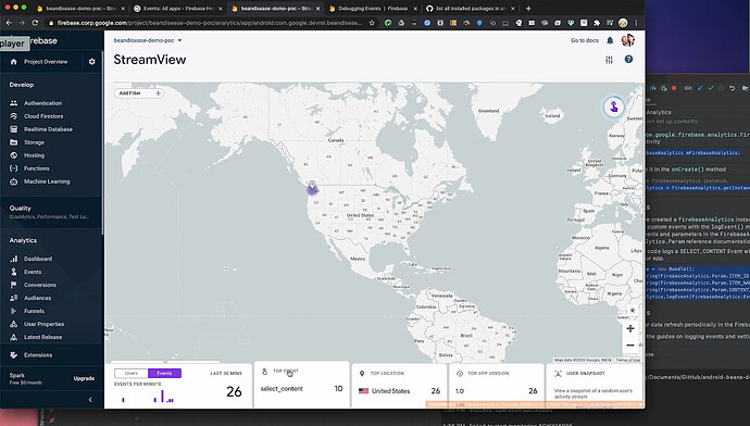 Firebase Streamview 允许您查看实时分析